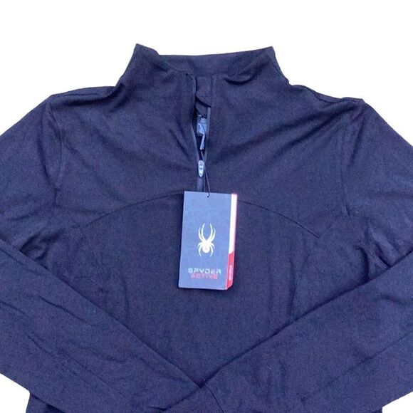 SPYDER NWT ACTIVE LADIES XL QUARTER ZIP PULLOVER FREESTYLE TOP COAT BLACK - Picture 2 of 6